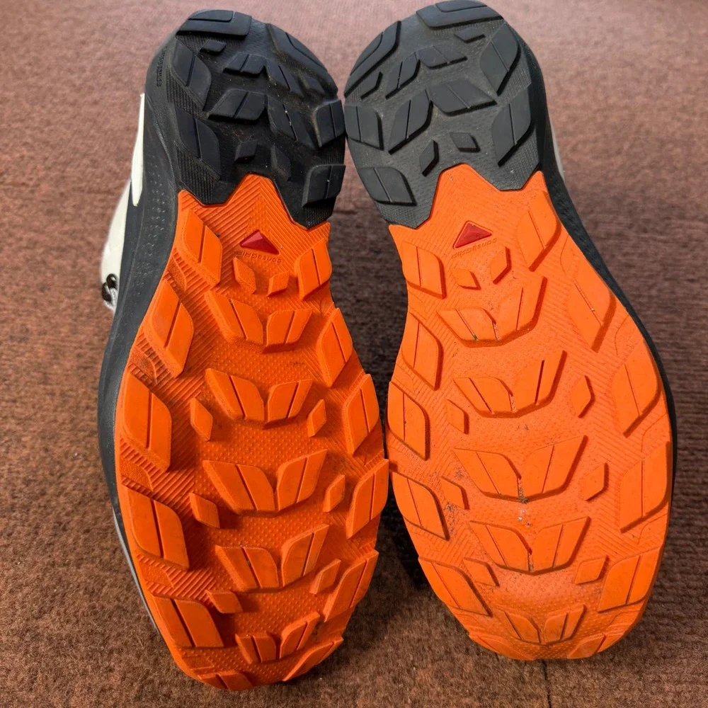 Salomon Elixir Activ Mid GORE-TEX Mens Hiking Boots Grey Orange 474567 Size 10.5